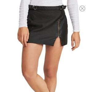 Free people Black Midnight magic faux leather mini skirt